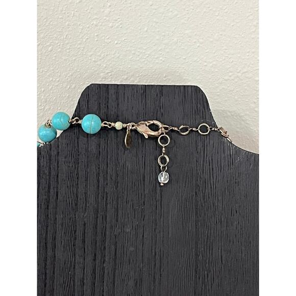 Chico’s Turquoise Statement Necklace Boho Southwestern Mixed Bead Silver Tone - Picture 8 of 9